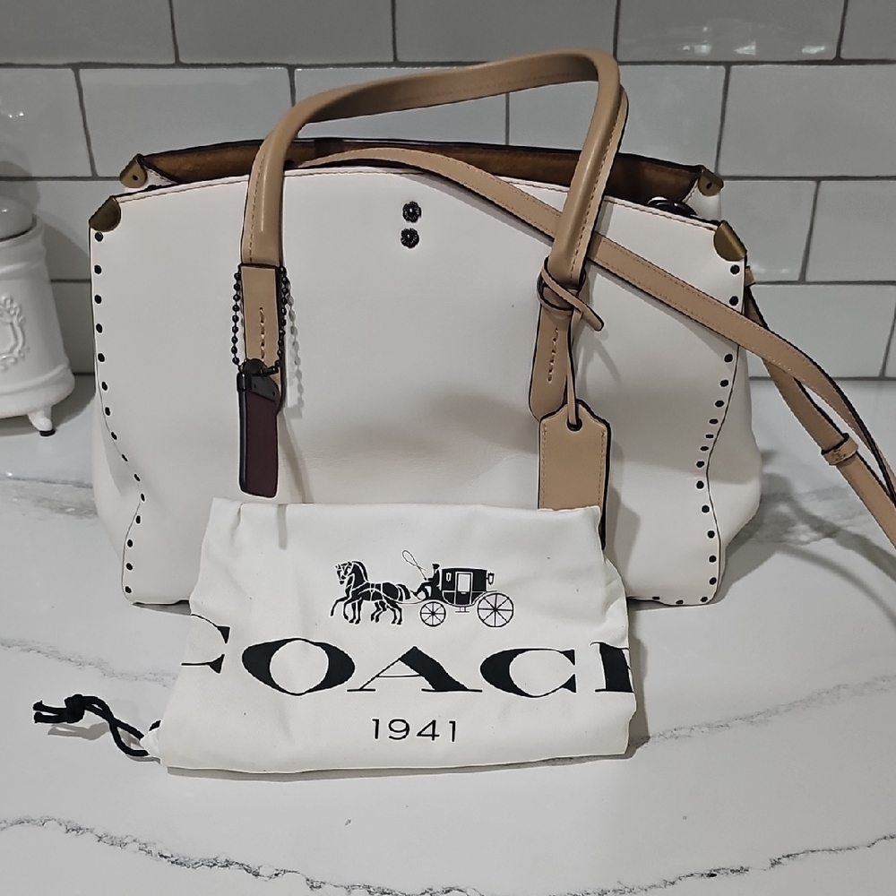 Coach Cream and Tan Satchel